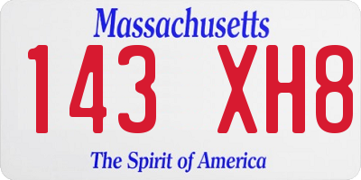 MA license plate 143XH8