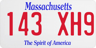 MA license plate 143XH9