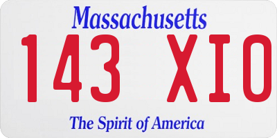 MA license plate 143XI0