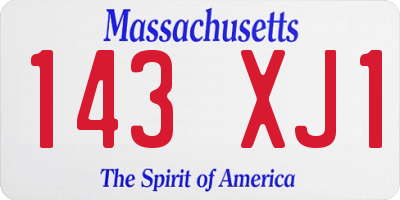 MA license plate 143XJ1