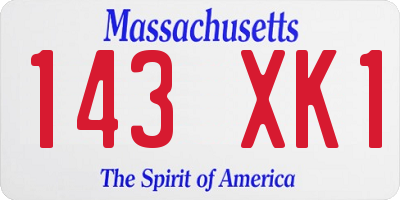 MA license plate 143XK1