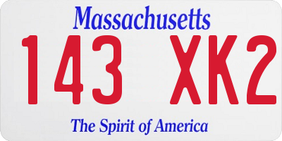 MA license plate 143XK2