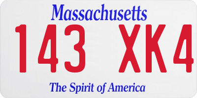 MA license plate 143XK4