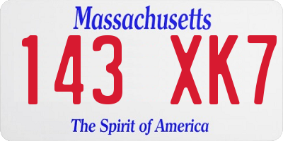 MA license plate 143XK7