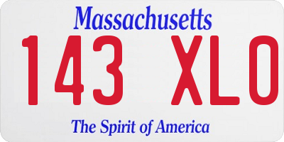 MA license plate 143XL0