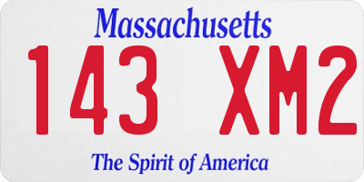 MA license plate 143XM2