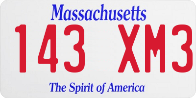 MA license plate 143XM3