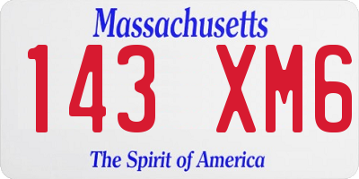 MA license plate 143XM6
