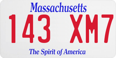 MA license plate 143XM7