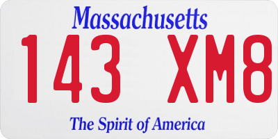 MA license plate 143XM8