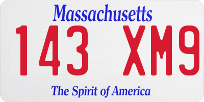 MA license plate 143XM9