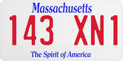 MA license plate 143XN1