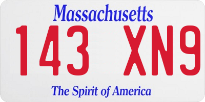 MA license plate 143XN9