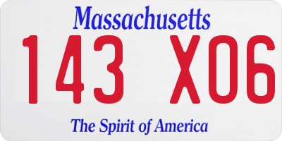 MA license plate 143XO6