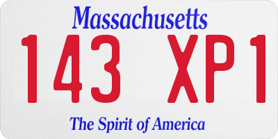 MA license plate 143XP1