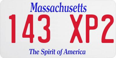MA license plate 143XP2