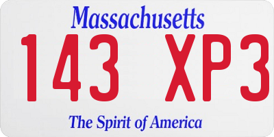 MA license plate 143XP3