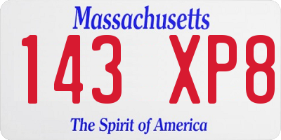 MA license plate 143XP8