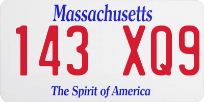 MA license plate 143XQ9
