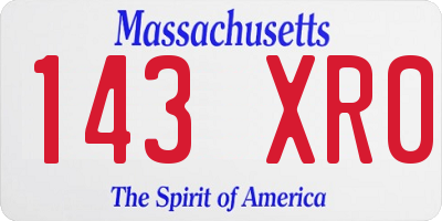 MA license plate 143XR0