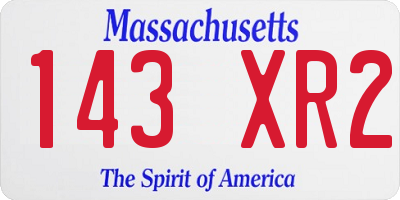 MA license plate 143XR2