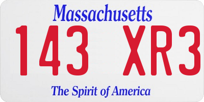 MA license plate 143XR3