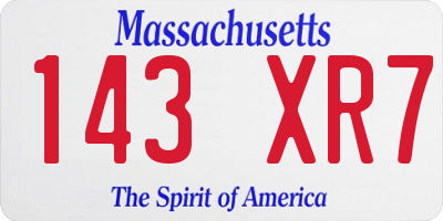 MA license plate 143XR7