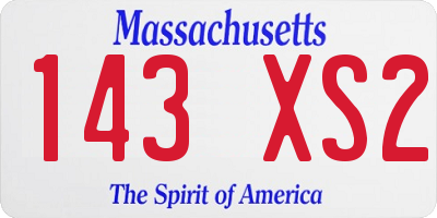 MA license plate 143XS2