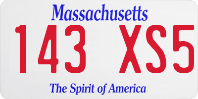 MA license plate 143XS5