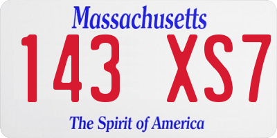 MA license plate 143XS7