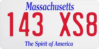 MA license plate 143XS8