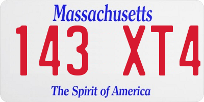MA license plate 143XT4