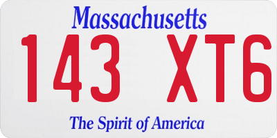 MA license plate 143XT6