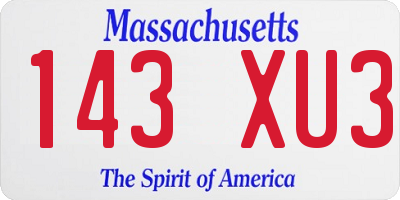 MA license plate 143XU3