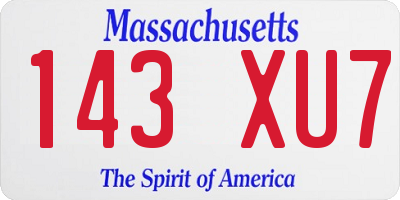 MA license plate 143XU7
