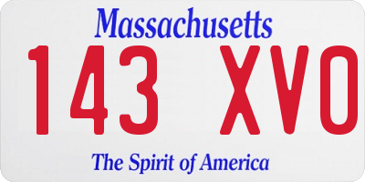 MA license plate 143XV0