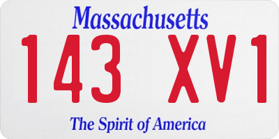 MA license plate 143XV1