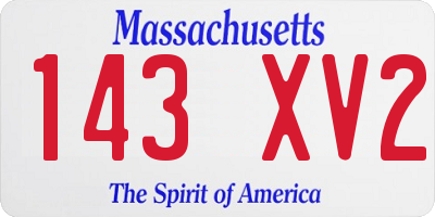 MA license plate 143XV2