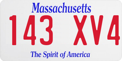 MA license plate 143XV4