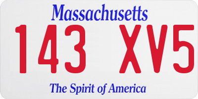 MA license plate 143XV5