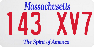 MA license plate 143XV7