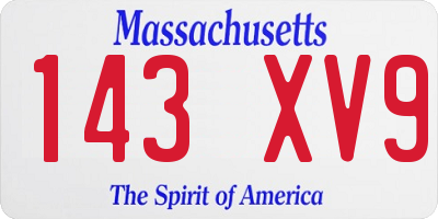 MA license plate 143XV9