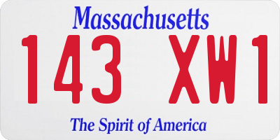 MA license plate 143XW1