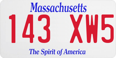 MA license plate 143XW5