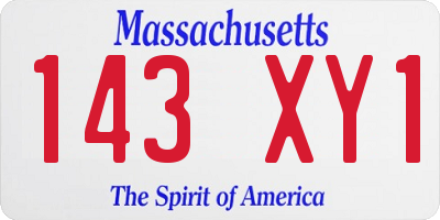 MA license plate 143XY1