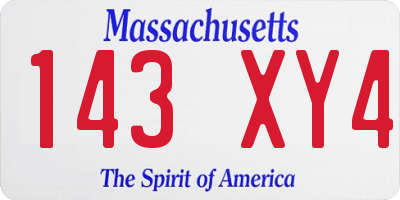 MA license plate 143XY4