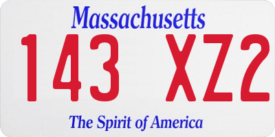 MA license plate 143XZ2