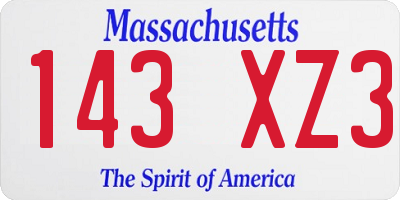 MA license plate 143XZ3