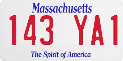 MA license plate 143YA1