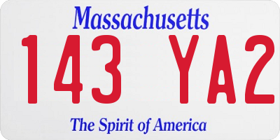 MA license plate 143YA2
